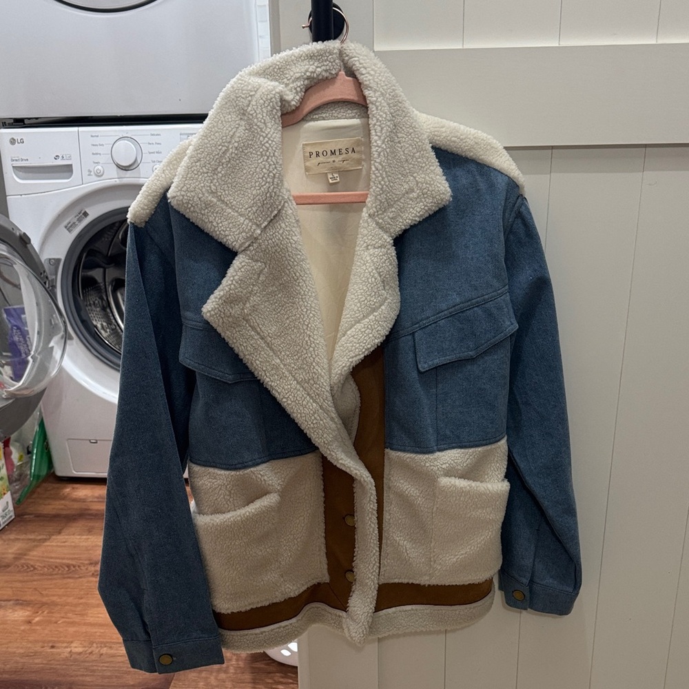 Sherpa suede denim jacket